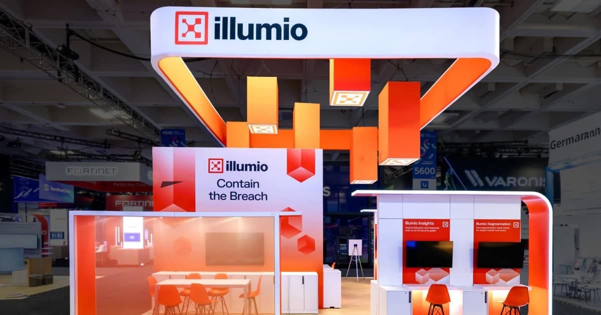 Sparks-designed Illumio "Contain the Breach" booth at RSAC 2026 — Zero Trust segmentation exhibit focused on breach containment and lateral movement prevention.