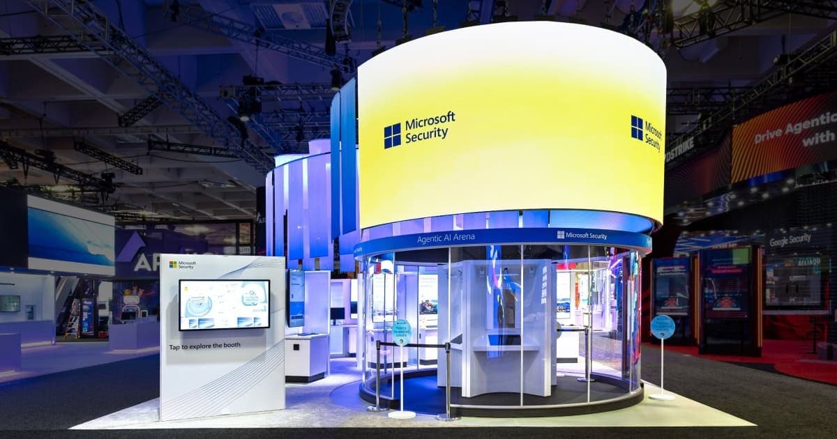 Sparks-designed Microsoft Security "Agentic AI Arena" at RSAC 2026 — interactive exhibit showcasing agentic AI capabilities for the modern security operations center.