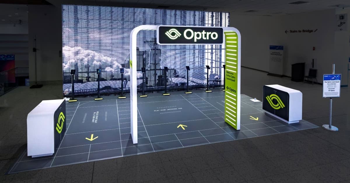 Sparks-designed Optro Launchpad activation at RSAC 2026 — companion experiential launch activation extending Optro's Connected Risk Universe brand presence.