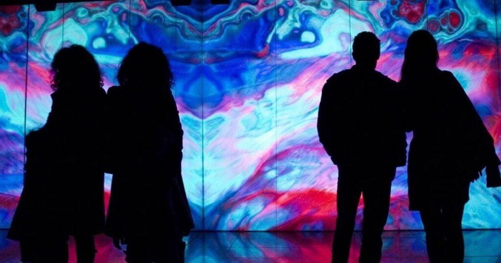 Large-format cinematic motion content in a Sparks-designed healthcare exhibit — film-caliber storytelling translating complex mechanisms of action for HCP audiences.