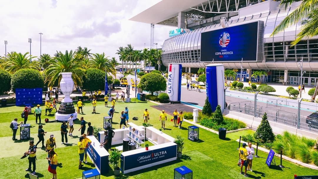 Michelob ULTRA branded bar serving fans at Copa América