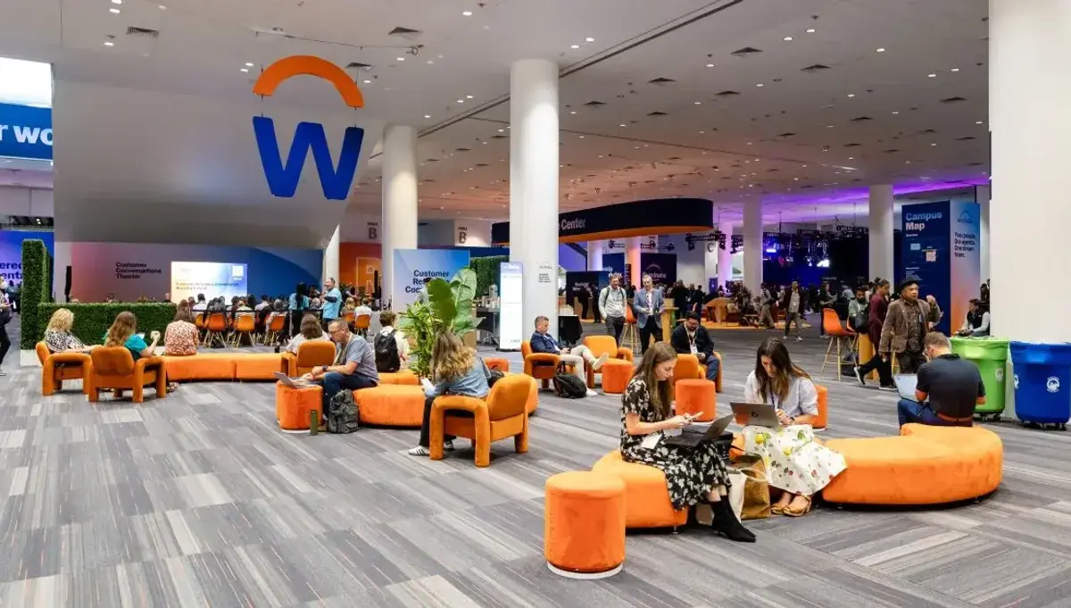 Networking lounge on the Workday Rising 2025 expo floor