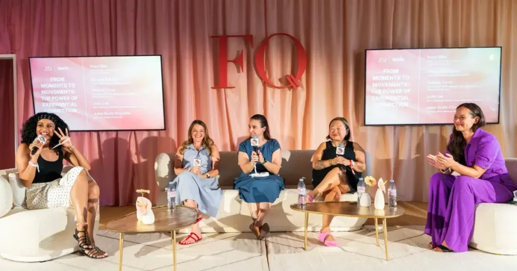 Senior marketing leaders from CultureCon, Kimberly-Clark, Sparks, Pinterest, and Q5 in panel discussion at FQ Beach, Cannes Lions 2026