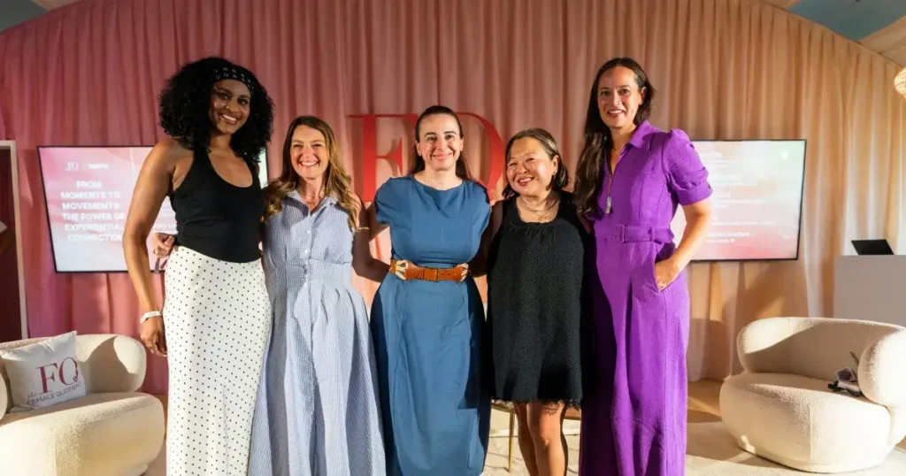 Panelists from CultureCon, Kimberly-Clark, Sparks, Pinterest, and Q5 at FQ Beach, Cannes Lions 2026: Imani Ellis, Patricia Corsi, Sheyna Bruckner, Judy Lee, and Juliet Scott-Croxford