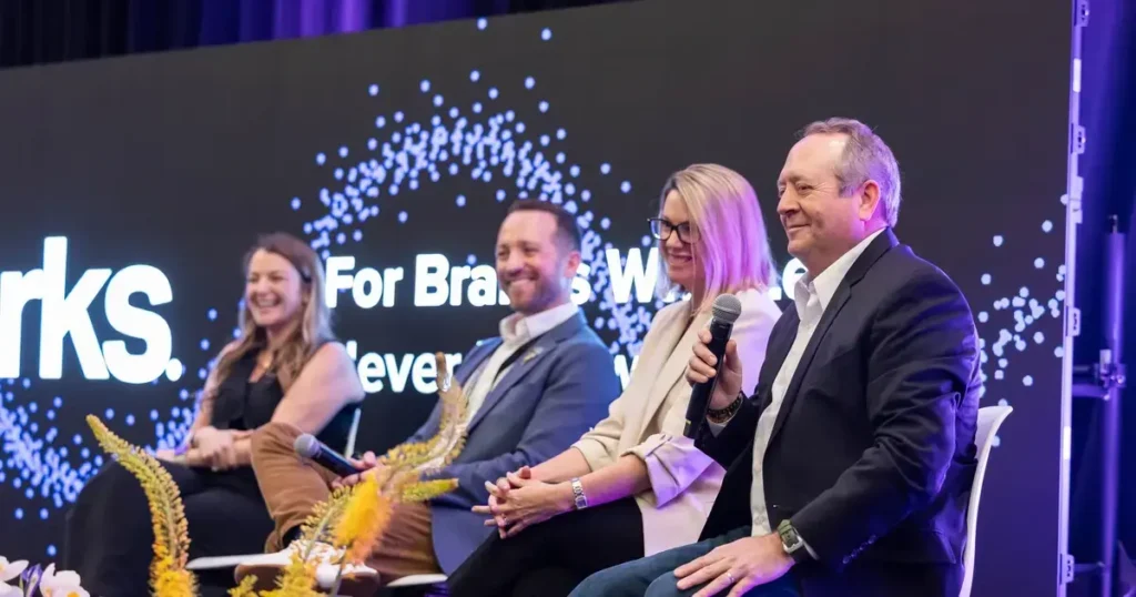 Senior marketing leaders from Sparks, Dell, Dolby, and Boomi engaged in panel discussion at the 2026 Sparks Executive Forum at the Experiential Marketing Summit
