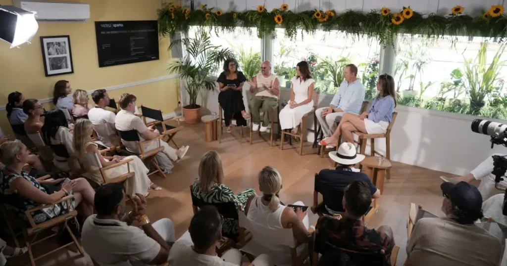 Audience view of the More Than Memories: Measuring the Impact of Experiential Engagement panel at WSJ Journal House, Cannes Lions 2026 — featuring leaders from Sparks, Canva, Xbox, and Salesforce