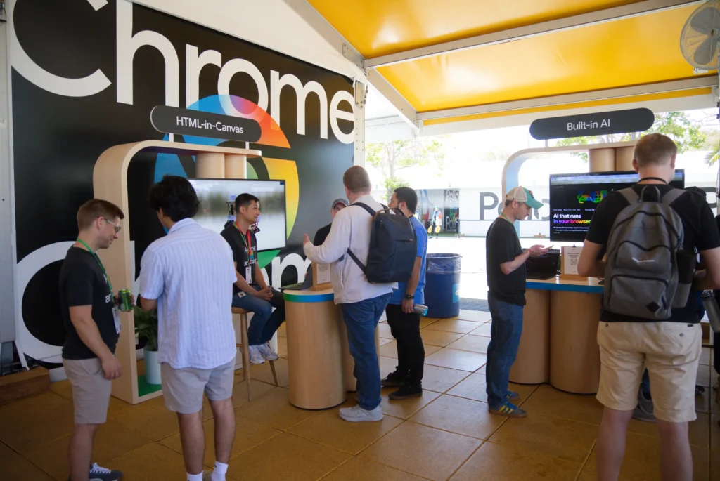 Developers test Chrome's built-in AI features at the Chrome village demo stations