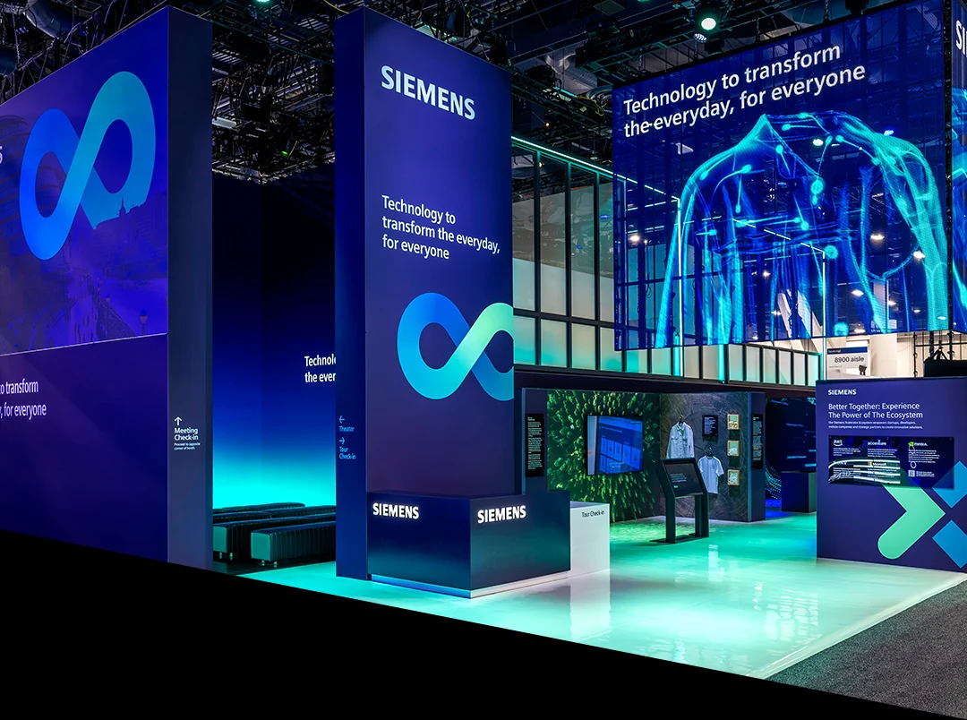 Siemens award-winning booth at CES 2025 designed by Sparks